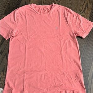 All Saints Shirt Mens Large Coral Pink Brace Tonic Short Sleeve Soft Tee